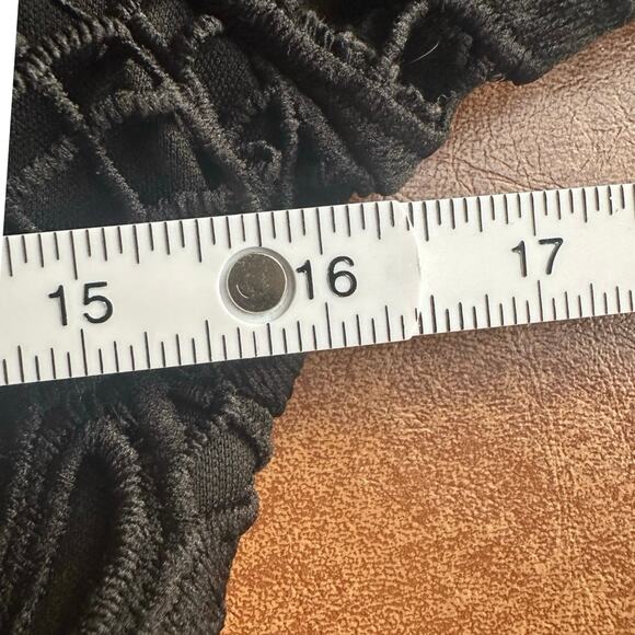 Showpo Black Lace Mock Neck Bare Midriff Puff Sleeve Ruffled Hem Mini Dress - Picture 6 of 9